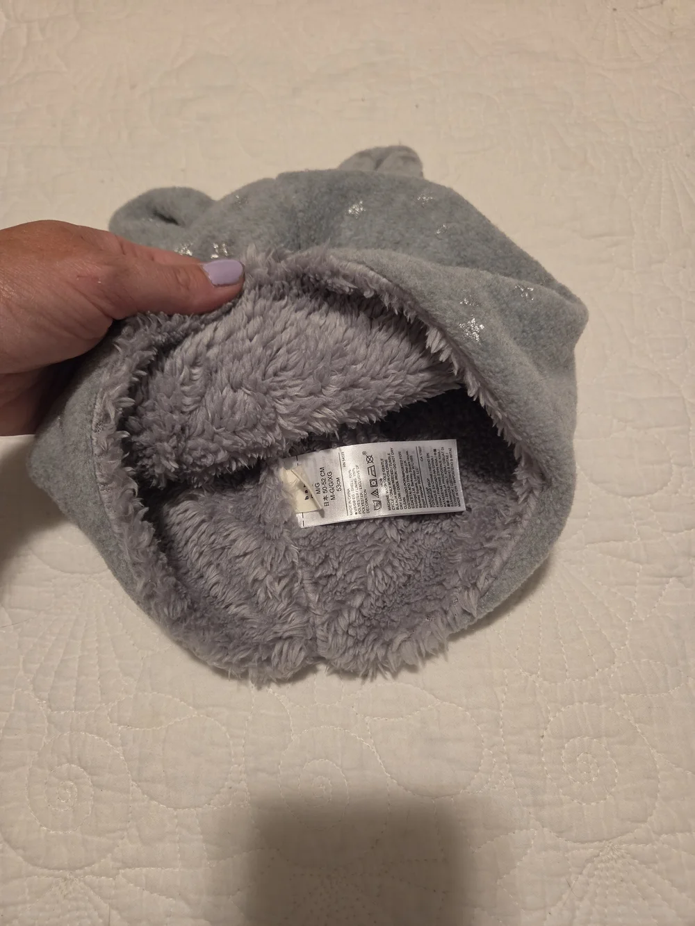 GAP Light Gray Plush Kitty Beanie with Ear Accents